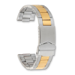 18-20mm Satin Two-tone Stainless Steel Oyster-Style Link with Deployment Buckle 6.75 inch Watch Band