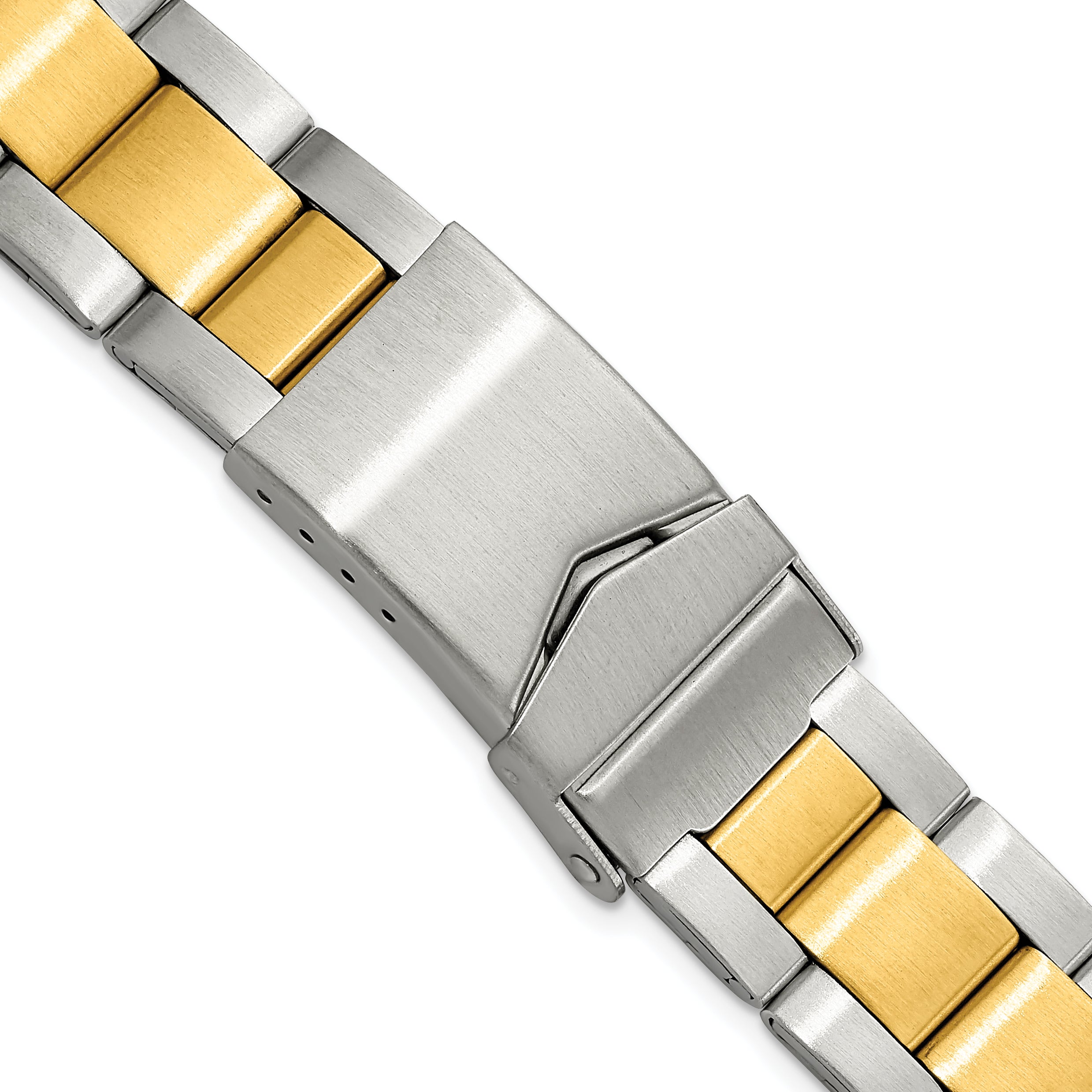 DeBeer 18-20mm Satin Two-tone Stainless Steel Oyster-Style Link with Deployment Buckle 6.75 inch Watch Band