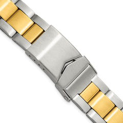 DeBeer 18-20mm Satin Two-tone Stainless Steel Oyster-Style Link with Deployment Buckle 6.75 inch Watch Band