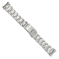 18-20mm Satin Stainless Steel Oyster-Style Link with Deployment Buckle 6.75 inch Watch Band