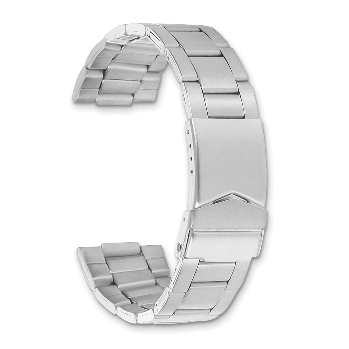 18-20mm Satin Stainless Steel Oyster-Style Link with Deployment Buckle 6.75 inch Watch Band