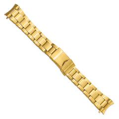 18-20mm Satin Gold-tone Stainless Steel Oyster-Style Link with Deployment Buckle 6.75 inch Watch Band