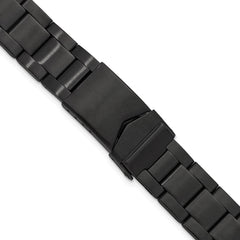 DeBeer 18-20mm Satin Black PVD-plated Stainless Steel Oyster-Style Link with Deployment Buckle 6.75 inch Watch Band