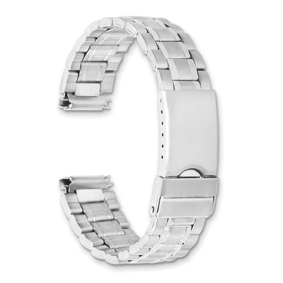 12-16mm Ladies Satin and Polished Stainless Steel Oyster-Style with Deployment Buckle 7 inch Watch Band