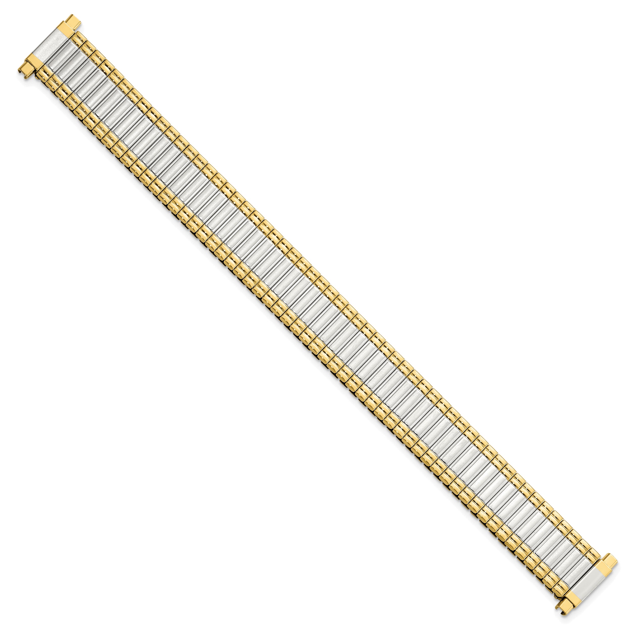 12-15mm Ladies Sanded and Polished Two-tone Stainless Steel Thin-Flexo Expansion Link 6 inch Watch Band