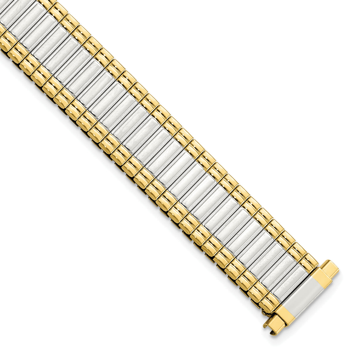 DeBeer 12-15mm Ladies Sanded and Polished Two-tone Stainless Steel Thin-Flexo Expansion Link 6 inch Watch Band