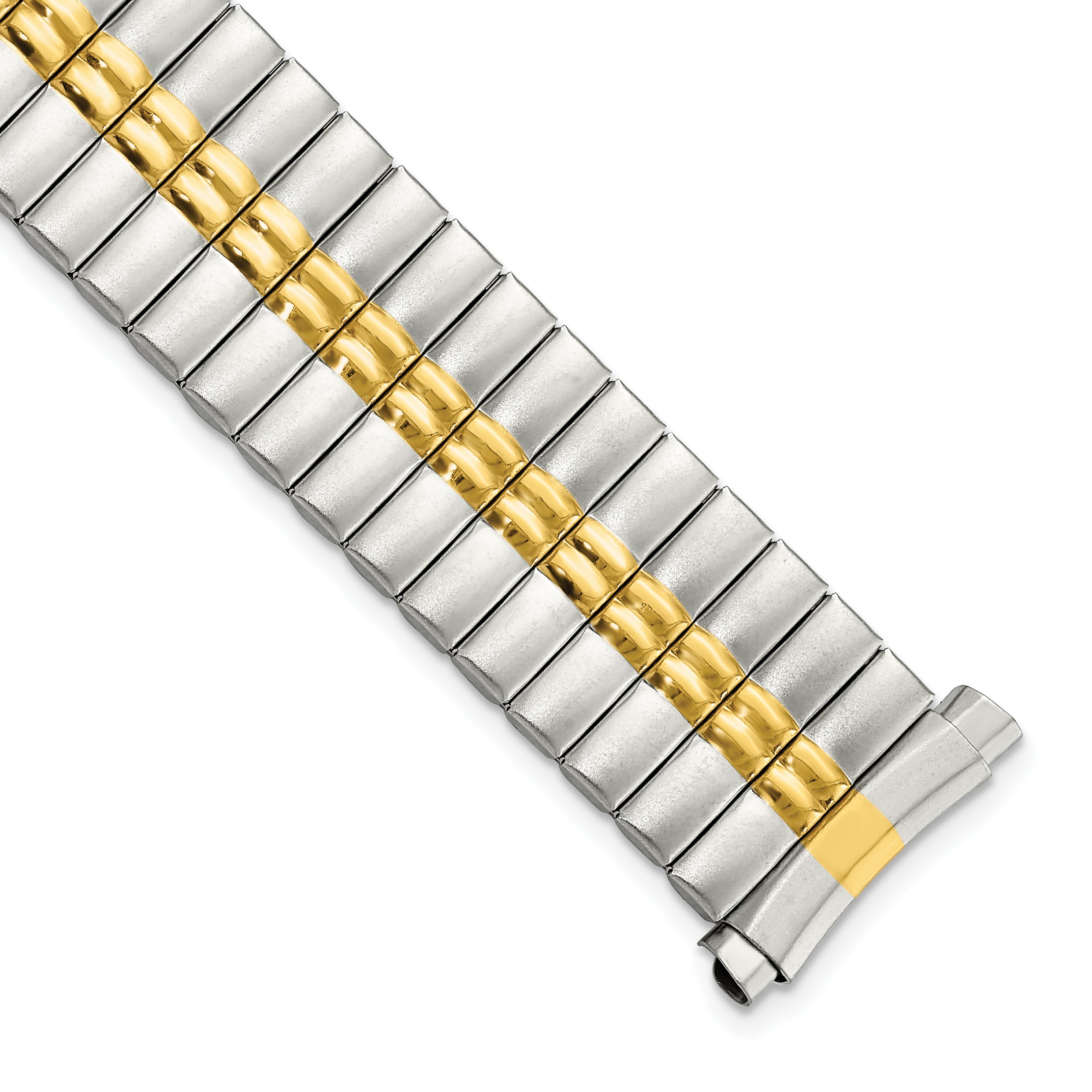 DeBeer 16-20mm Mens Sanded and Polished Two-tone Stainless Steel De-Flexo Expansion Link 6.75 inch Watch Band