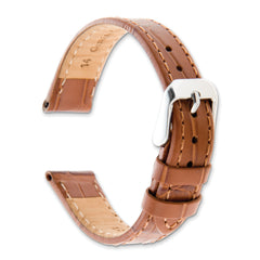 Gilden 12mm Light Brown Matte Gator Grain Calfskin Leather with Silver-tone Aluminum Buckle 7.25 inch Watch Band