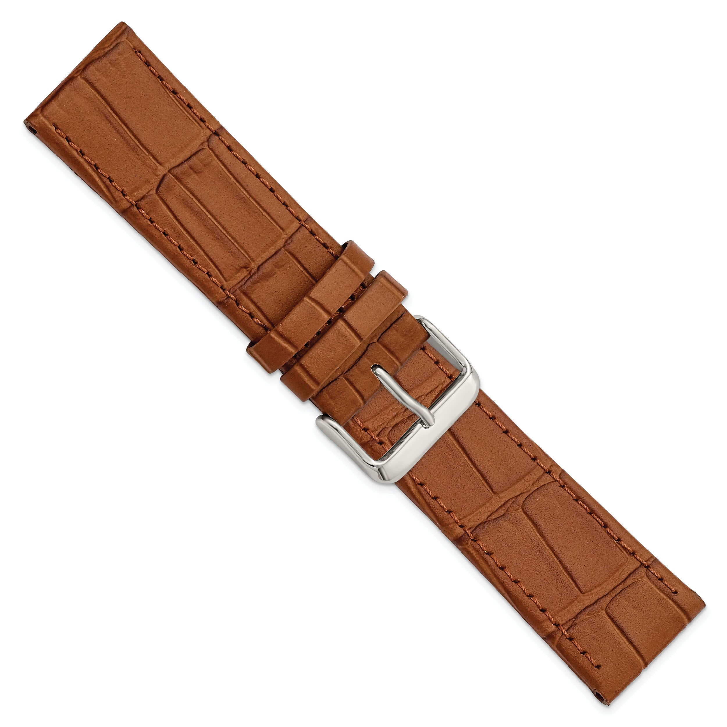 Gilden 12mm Light Brown Matte Gator Grain Calfskin Leather with Silver-tone Aluminum Buckle 7.25 inch Watch Band