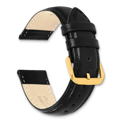 8mm Black Smooth Leather with Gold-tone Buckle 6.75 inch Watch Band