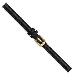 8mm Black Smooth Leather with Gold-tone Buckle 6.75 inch Watch Band