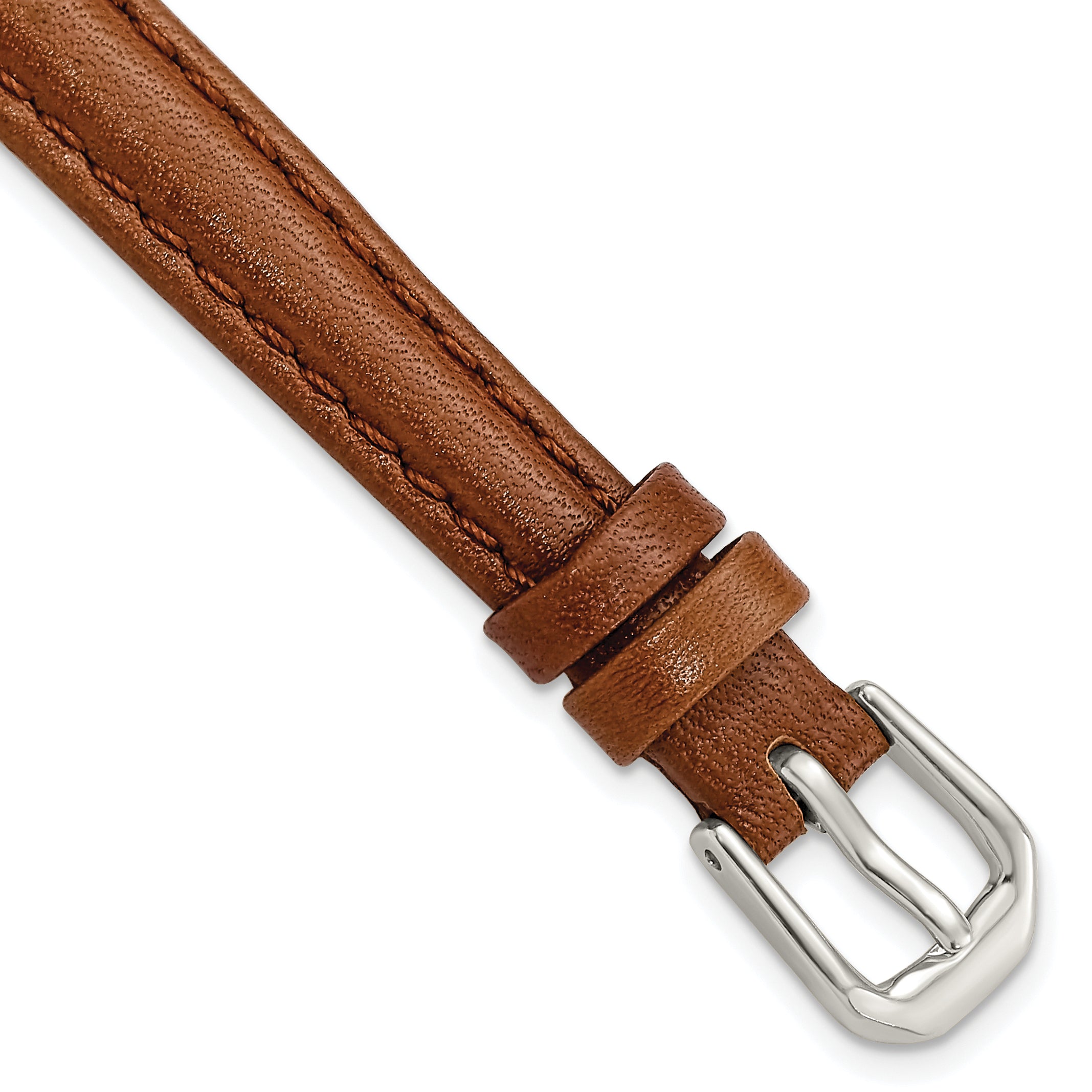 DeBeer 10mm Havana Smooth Leather with Silver-tone Buckle 6.75 inch Watch Band