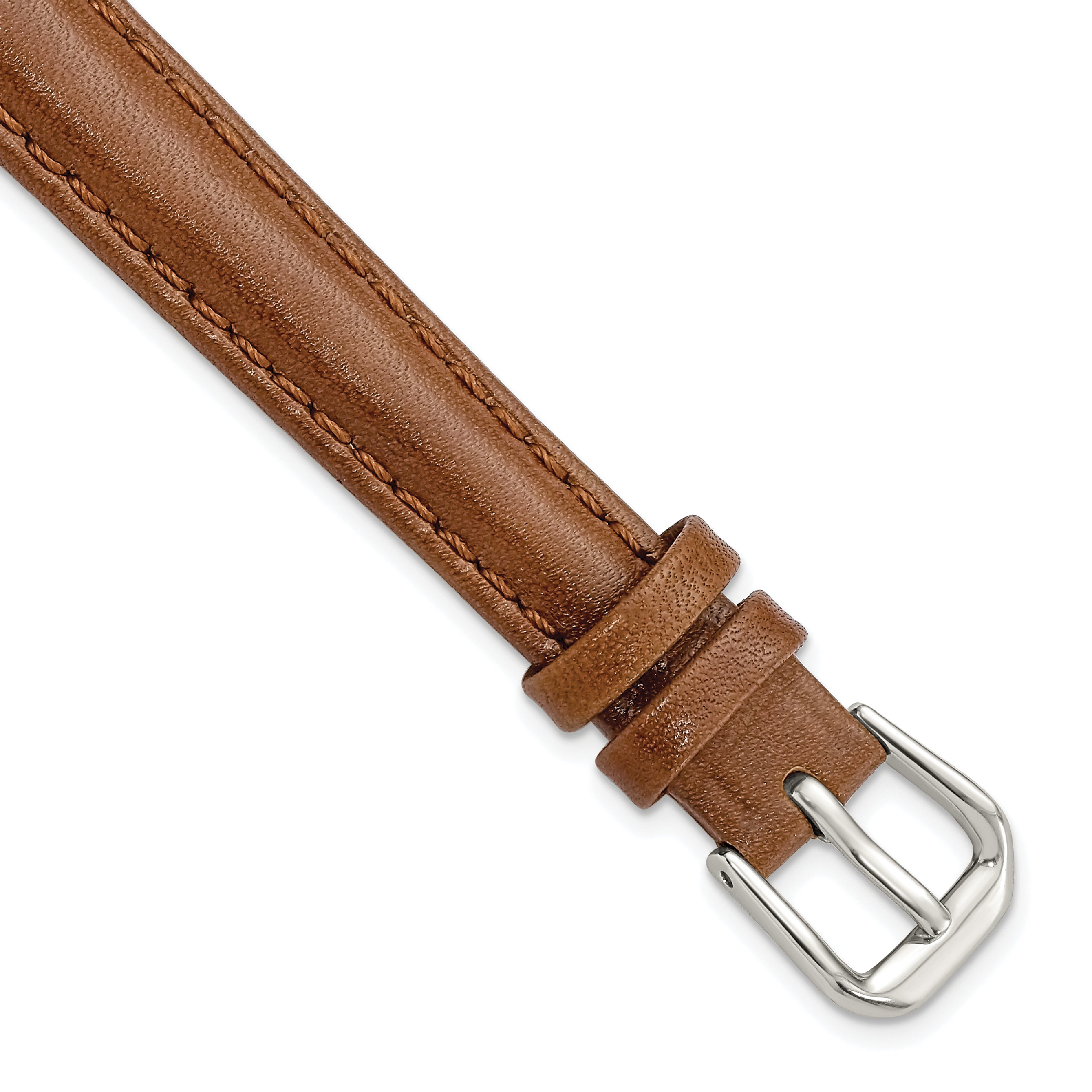 DeBeer 12mm Havana Smooth Leather with Silver-tone Buckle 6.75 inch Watch Band