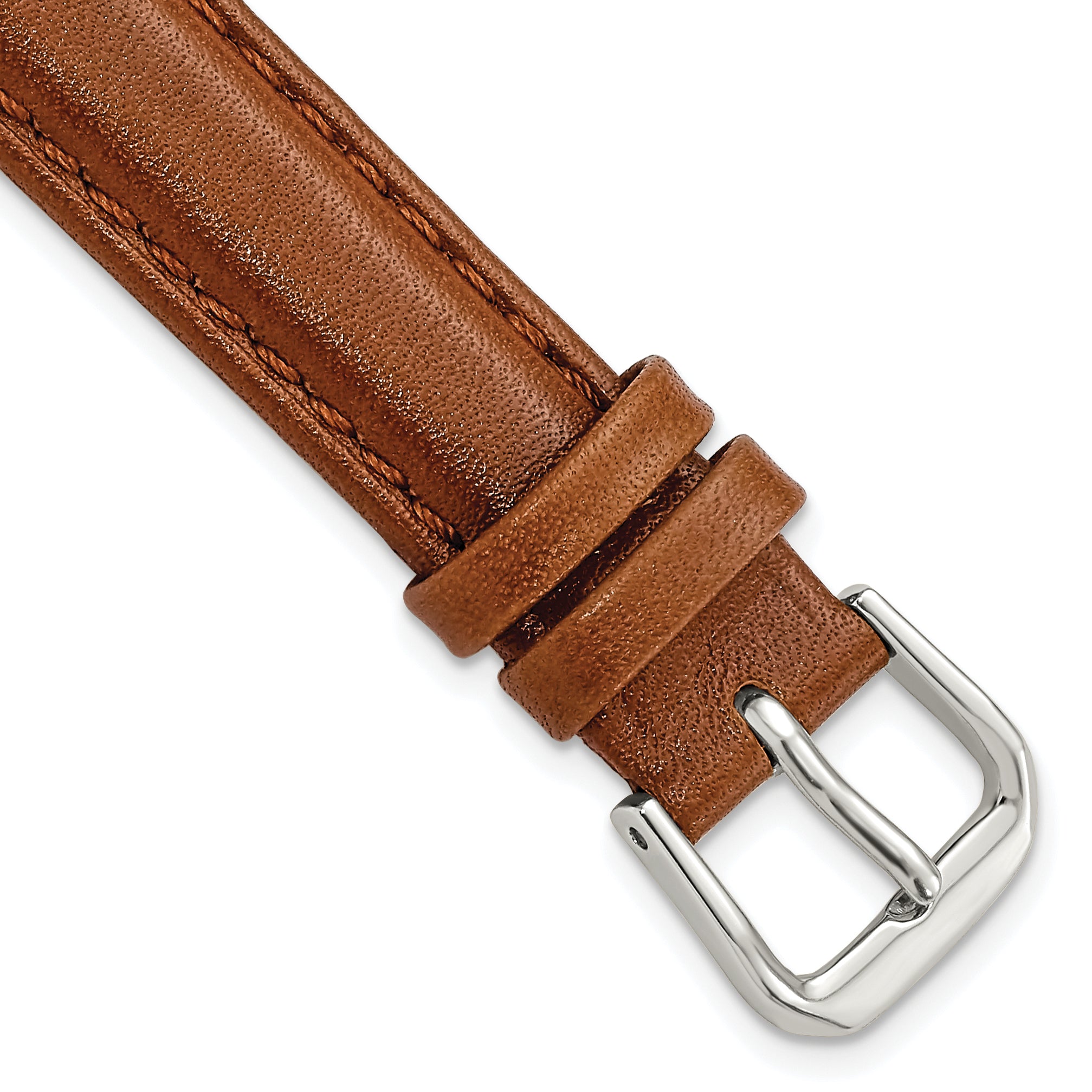 DeBeer 13mm Havana Smooth Leather with Silver-tone Buckle 6.75 inch Watch Band