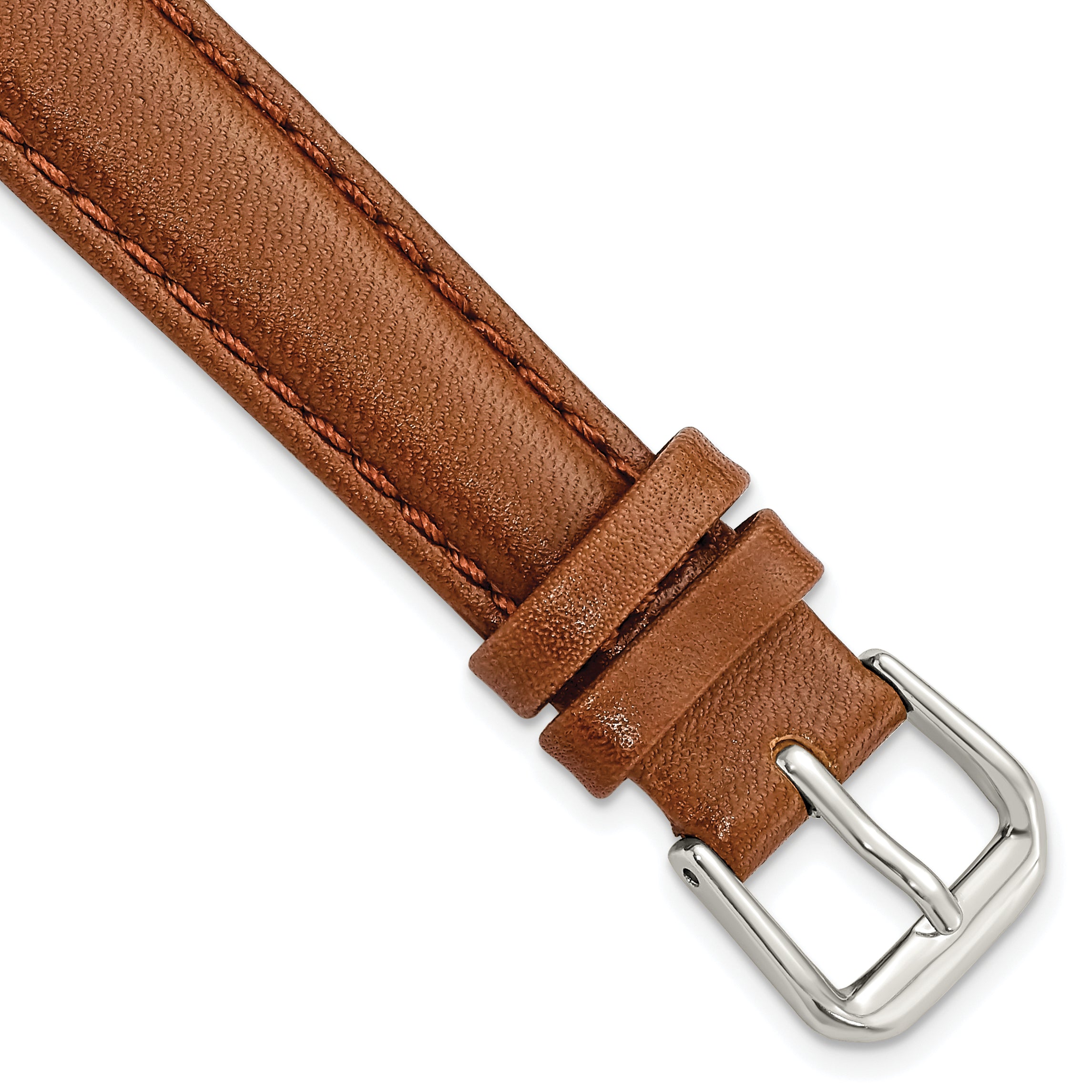 DeBeer 14mm Havana Smooth Leather with Silver-tone Buckle 6.75 inch Watch Band