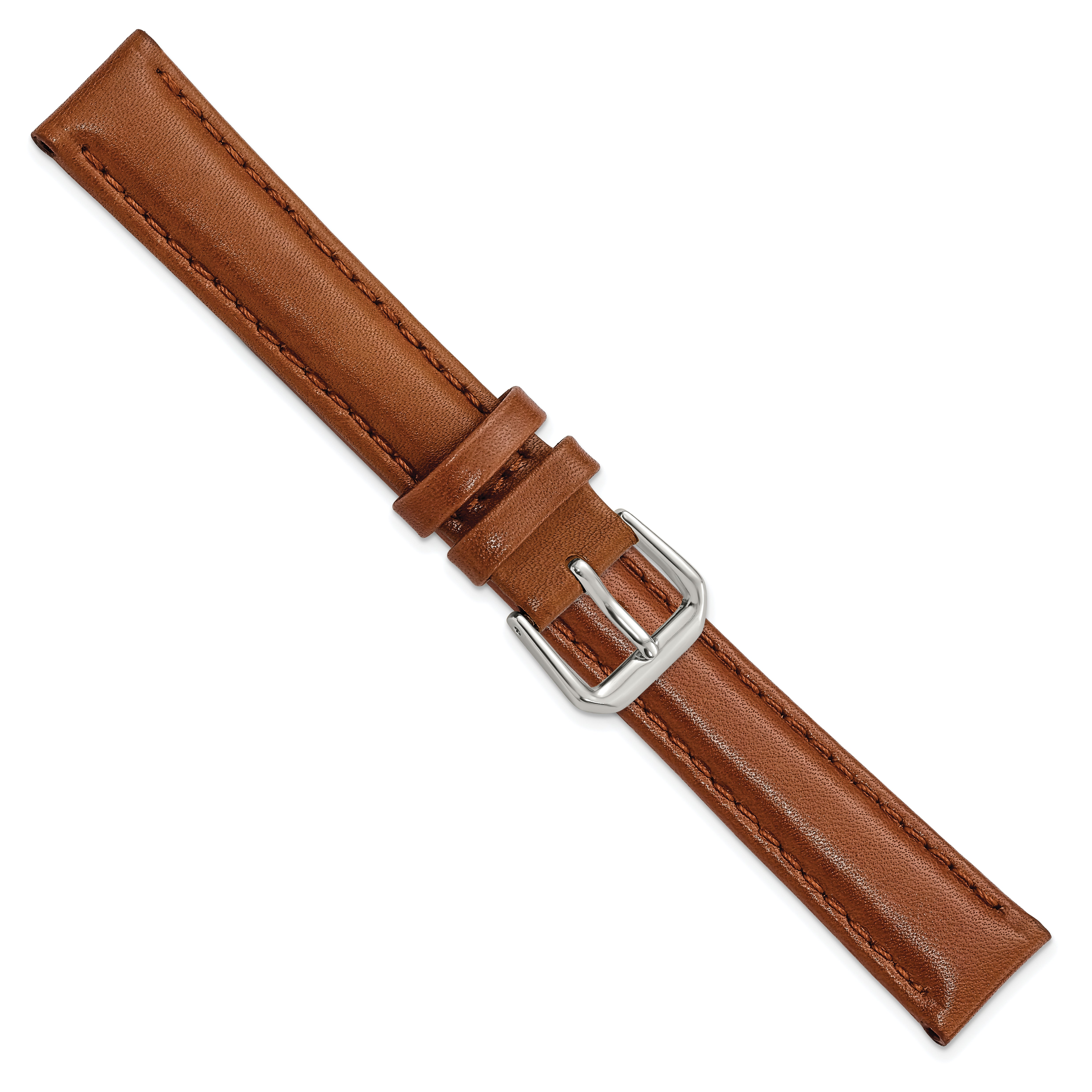 10mm Havana Smooth Leather with Silver-tone Buckle 6.75 inch Watch Band