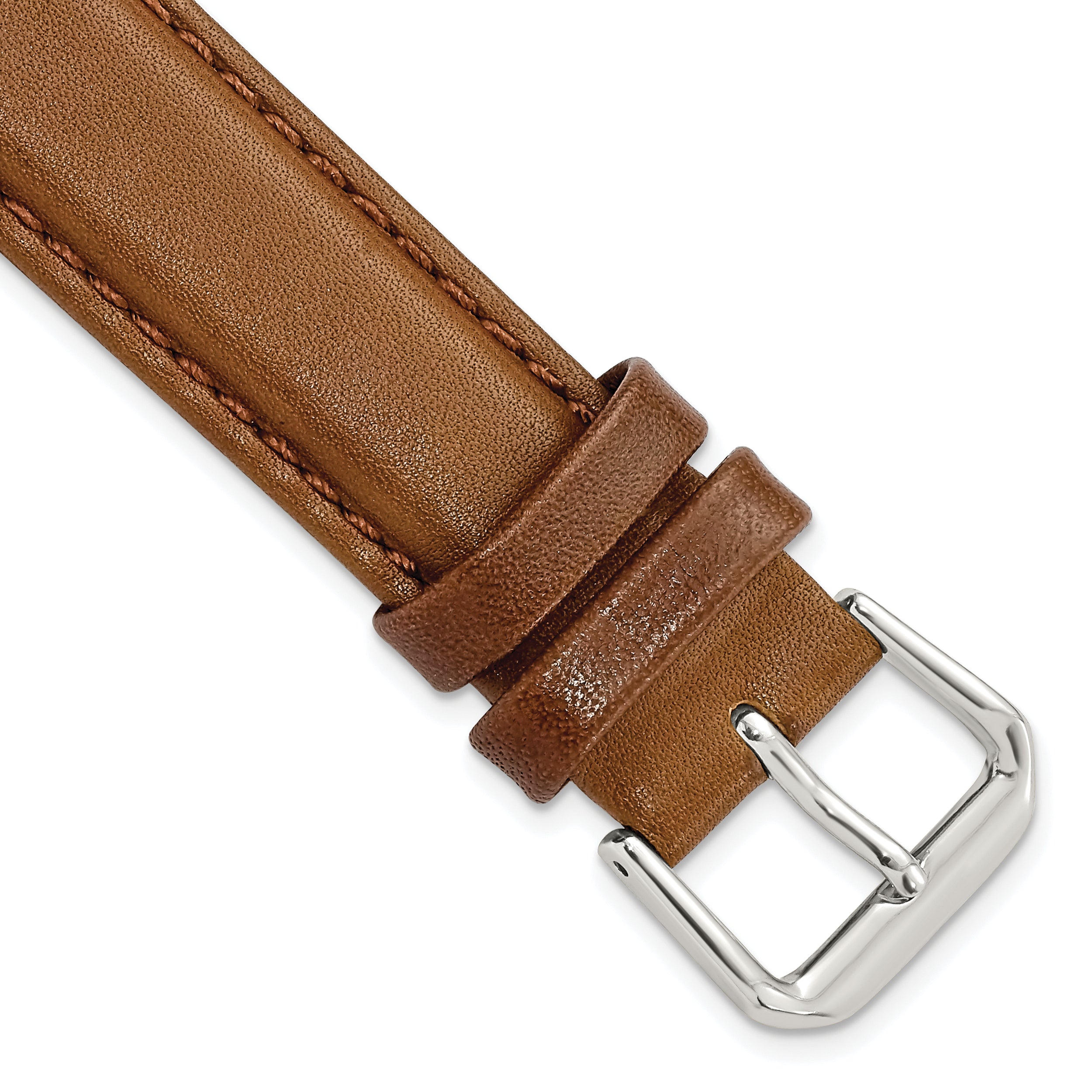 DeBeer 17mm Havana Smooth Leather with Silver-tone Buckle 7.5 inch Watch Band