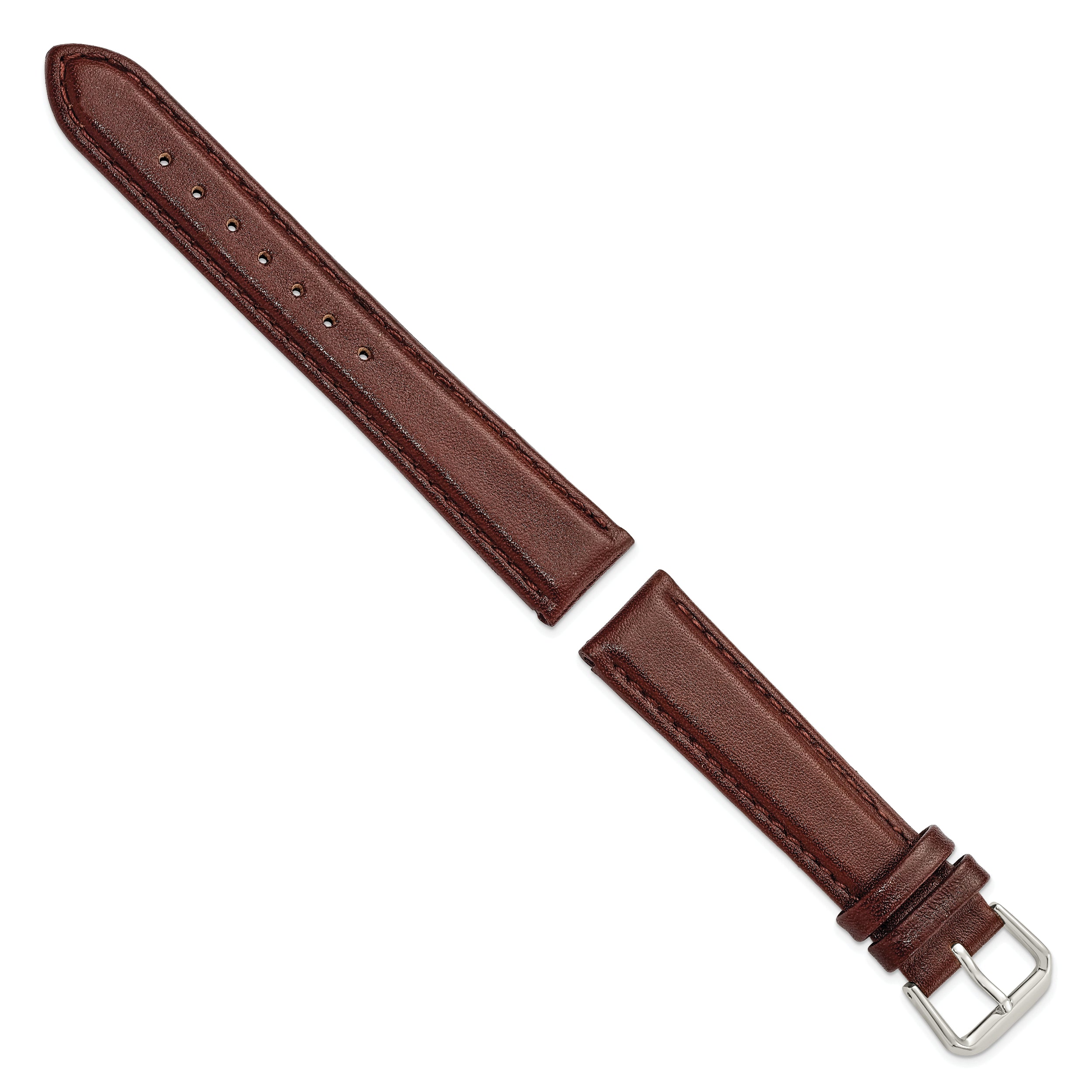 10mm Havana Smooth Leather with Silver-tone Buckle 6.75 inch Watch Band