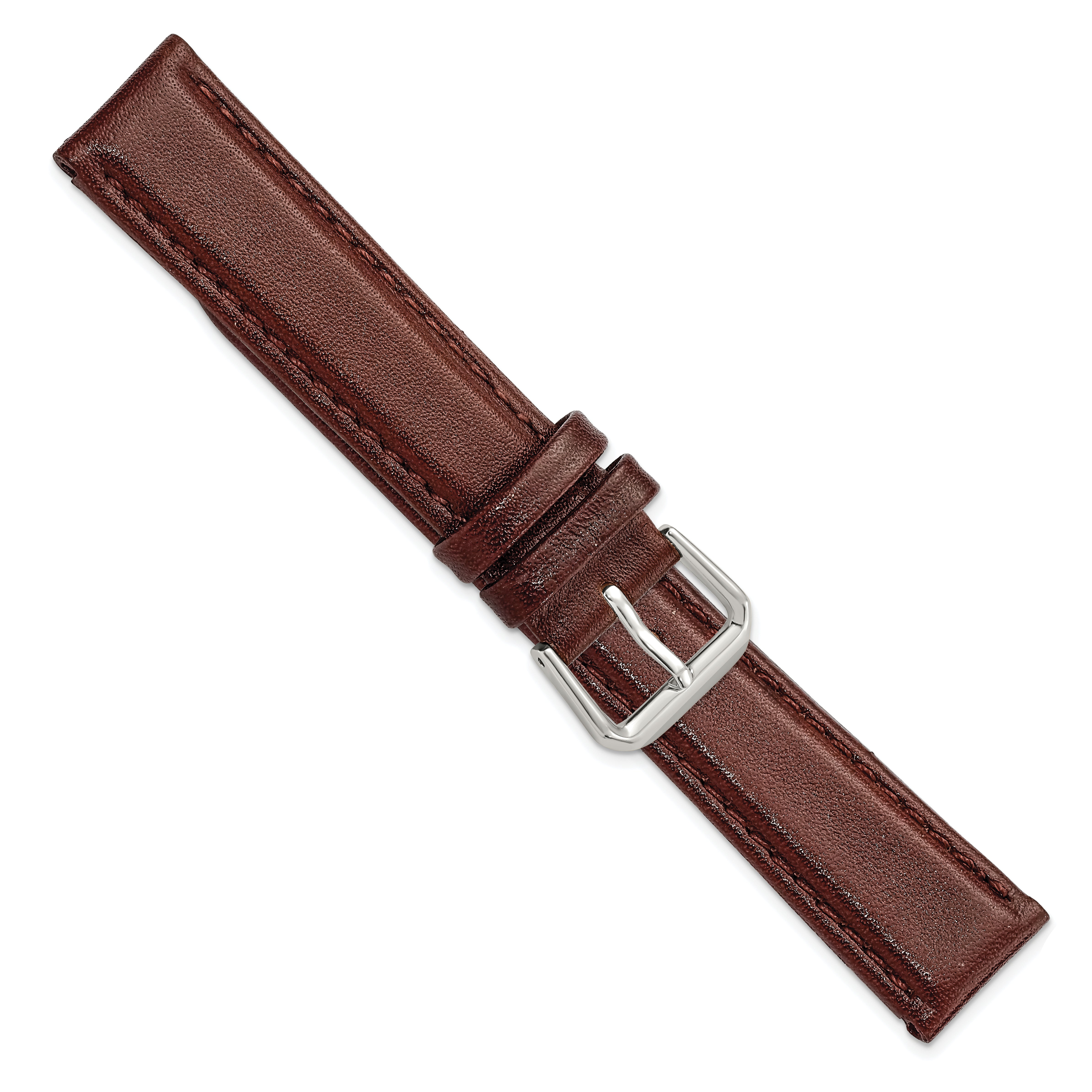 10mm Havana Smooth Leather with Silver-tone Buckle 6.75 inch Watch Band