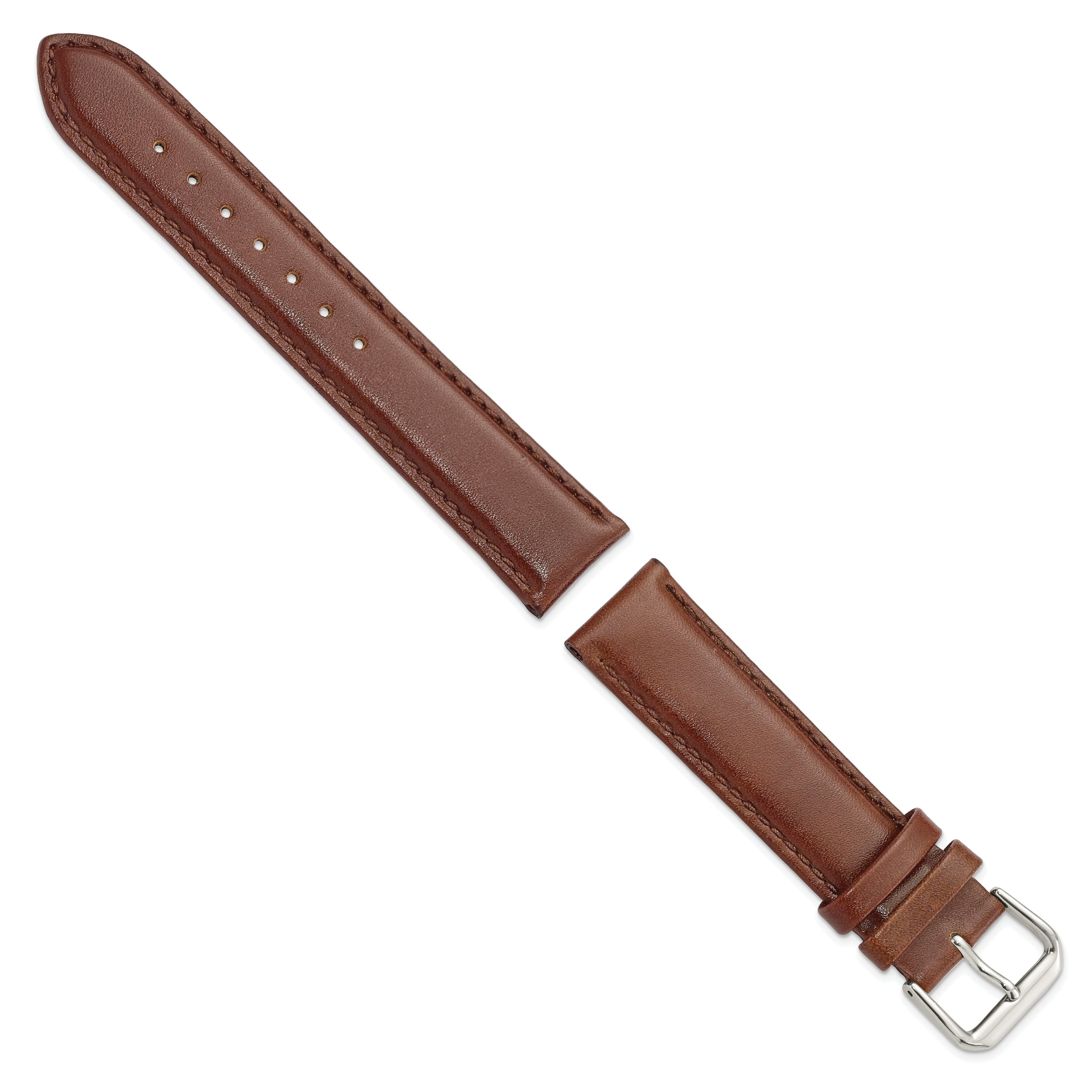 10mm Havana Smooth Leather with Silver-tone Buckle 6.75 inch Watch Band