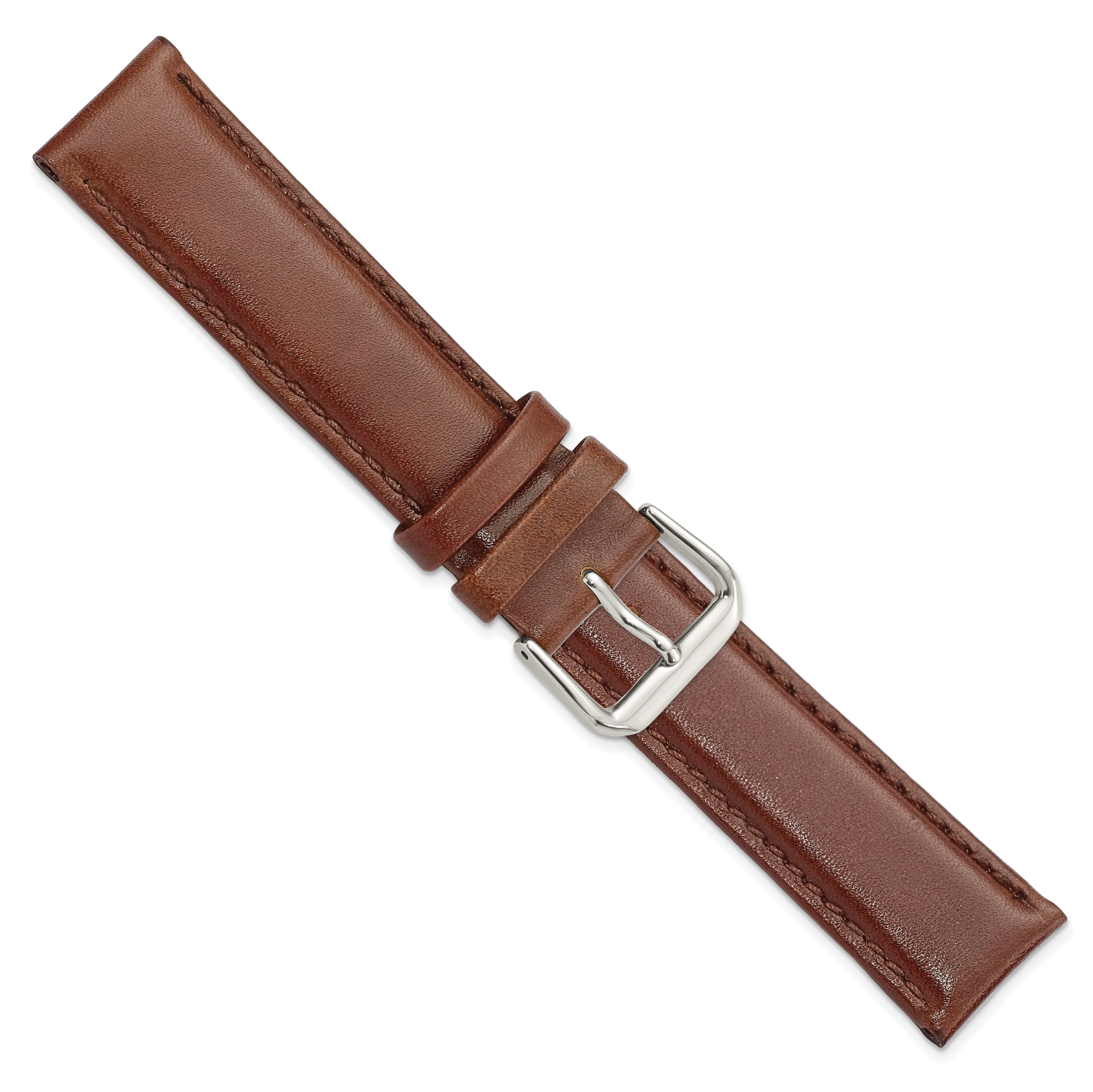 10mm Havana Smooth Leather with Silver-tone Buckle 6.75 inch Watch Band