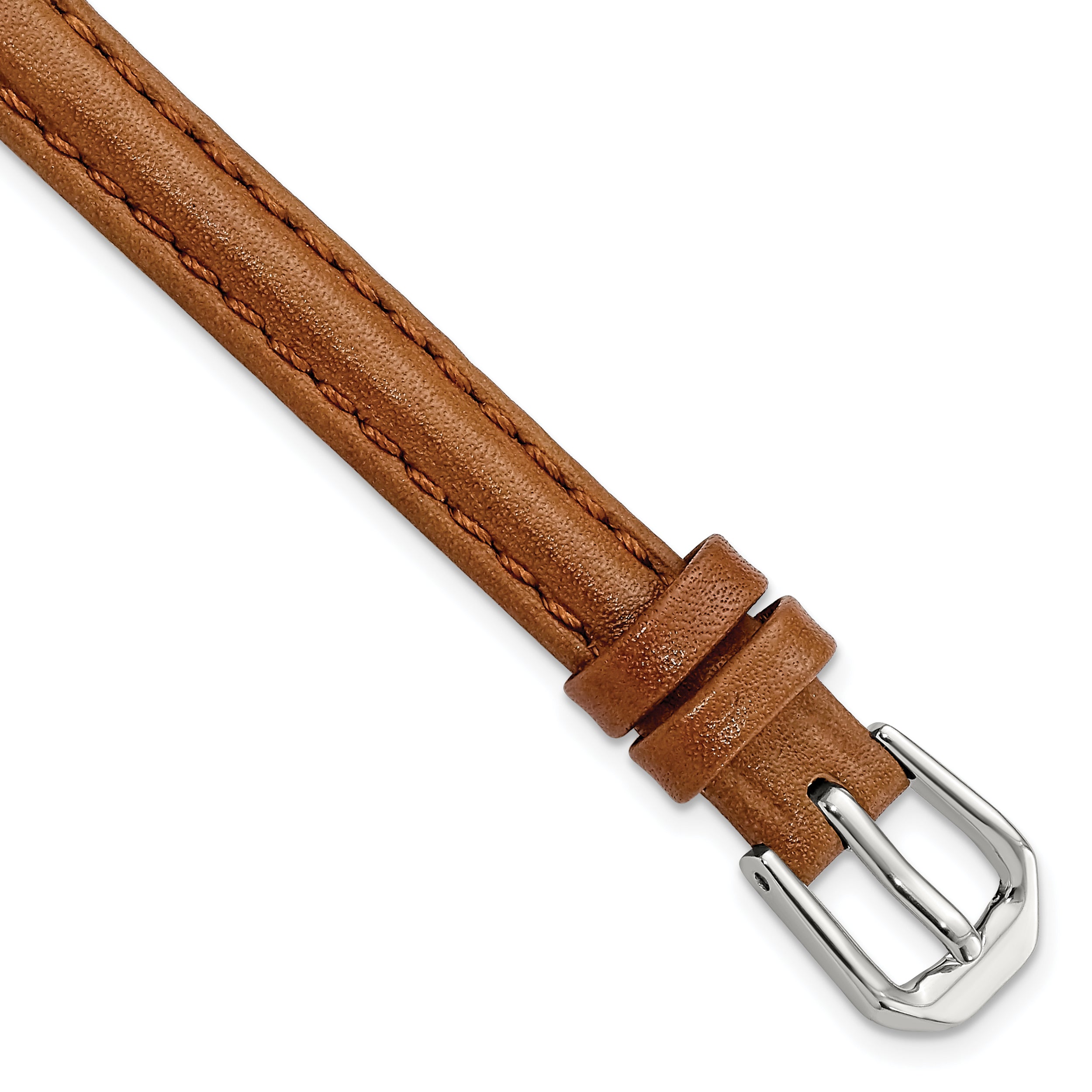 DeBeer 8mm Havana Smooth Leather with Silver-tone Buckle 6.75 inch Watch Band