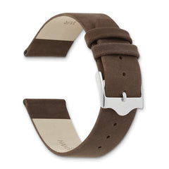 12mm Dark Brown Suede Flat Leather with Silver-tone Buckle 6.75 inch Watch Band