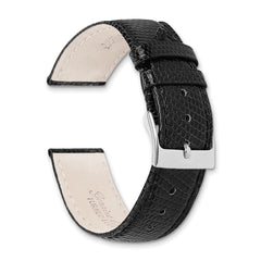 14mm Black Genuine Lizard Leather with Silver-tone Buckle 6.75 inch Watch Band