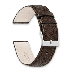 17mm Brown Genuine Lizard Leather with Silver-tone Buckle 7.5 inch Watch Band