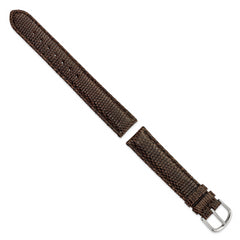 17mm Brown Genuine Lizard Leather with Silver-tone Buckle 7.5 inch Watch Band