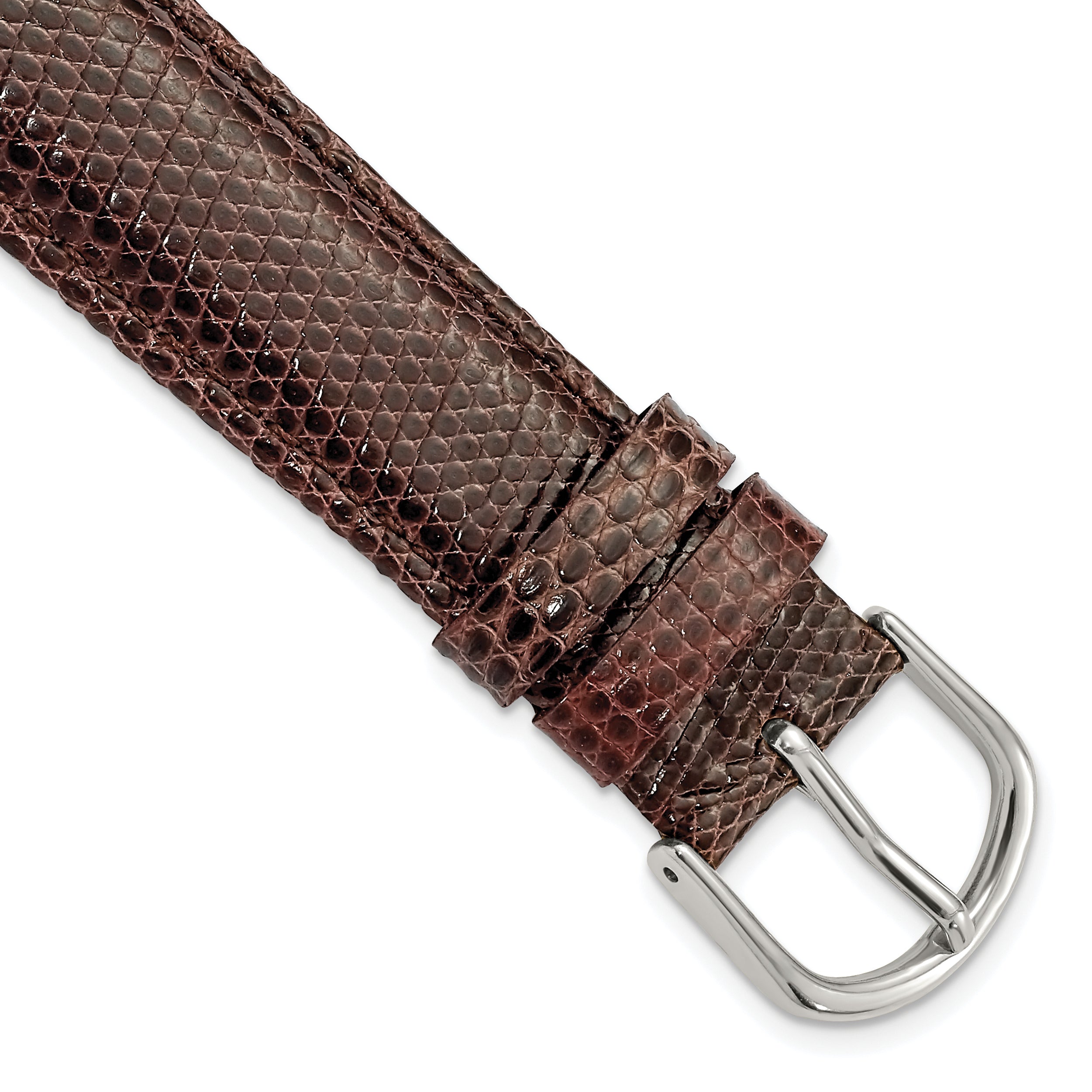 DeBeer 18mm Brown Genuine Lizard Leather with Silver-tone Buckle 7.5 inch Watch Band