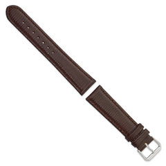 20mm Short Brown Lizard Grain Leather with Silver-tone Buckle 6.75 inch Watch Band