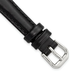 DeBeer 12mm Black Italian Leather with Silver-tone Buckle 6.75 inch Watch Band