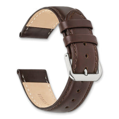 12mm Dark Brown Italian Leather with Silver-tone Buckle 6.75 inch Watch Band