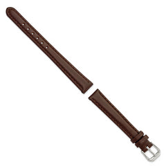 12mm Dark Brown Italian Leather with Silver-tone Buckle 6.75 inch Watch Band