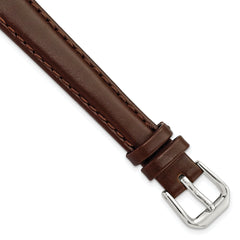 DeBeer 12mm Dark Brown Italian Leather with Silver-tone Buckle 6.75 inch Watch Band