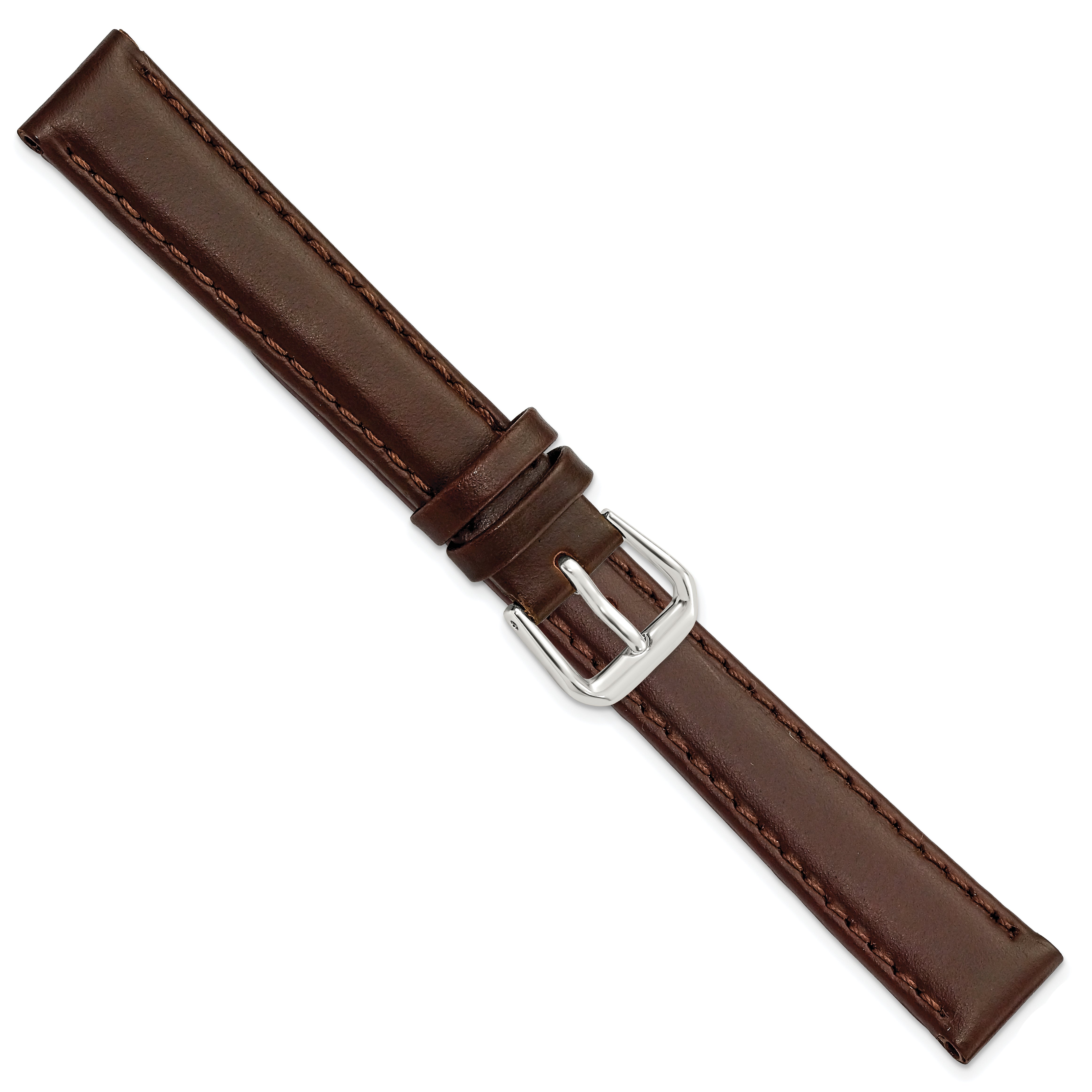 12mm Dark Brown Italian Leather with Silver-tone Buckle 6.75 inch Watch Band