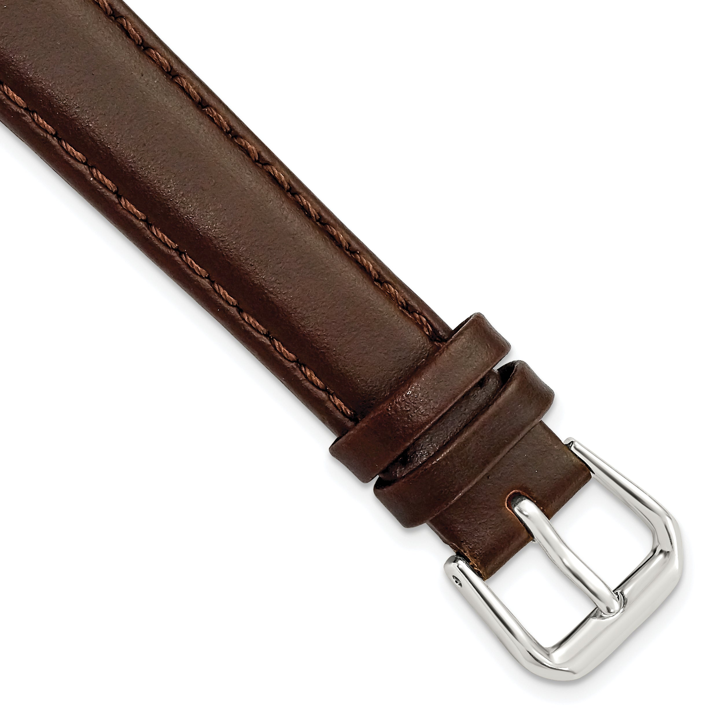 DeBeer 14mm Dark Brown Italian Leather with Silver-tone Buckle 6.75 inch Watch Band