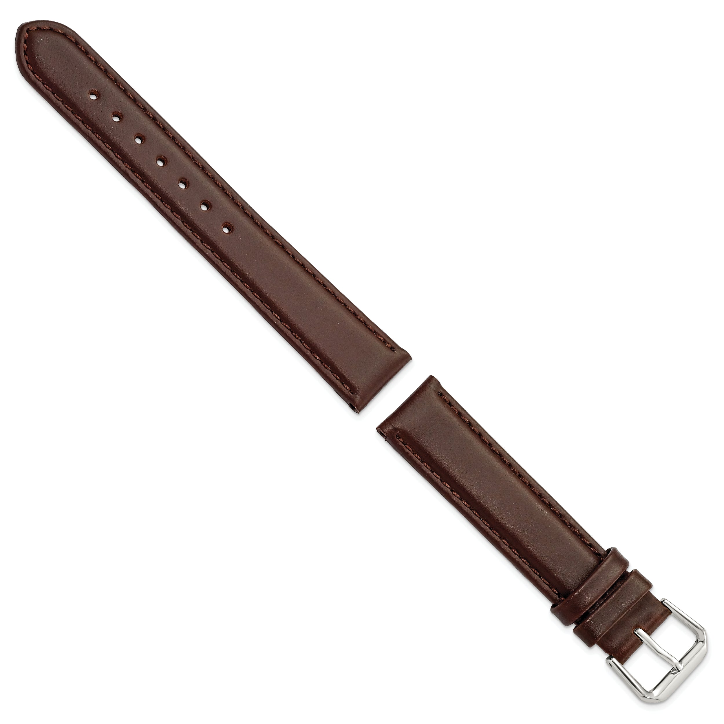 12mm Dark Brown Italian Leather with Silver-tone Buckle 6.75 inch Watch Band