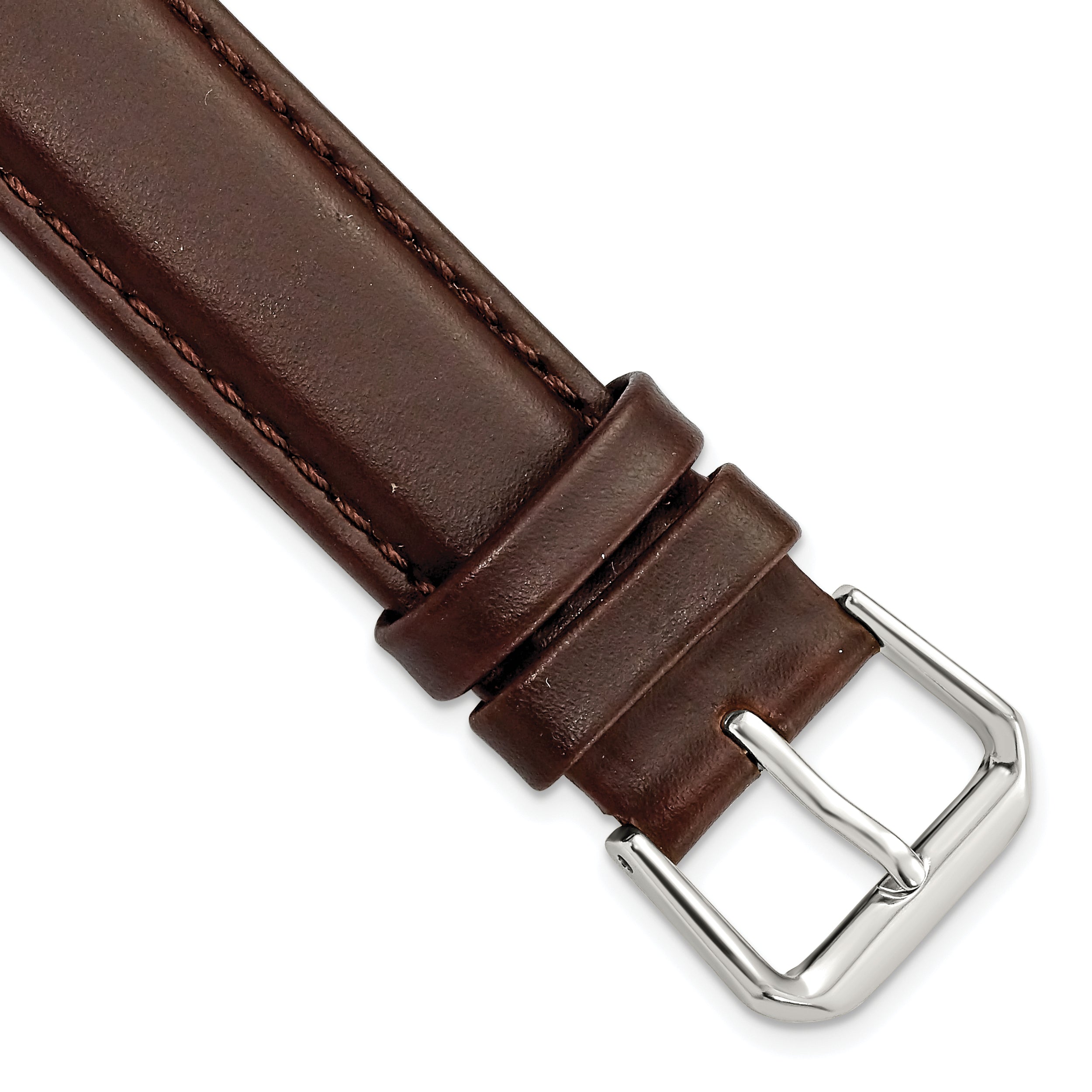 DeBeer 17mm Dark Brown Italian Leather with Silver-tone Buckle 7.5 inch Watch Band