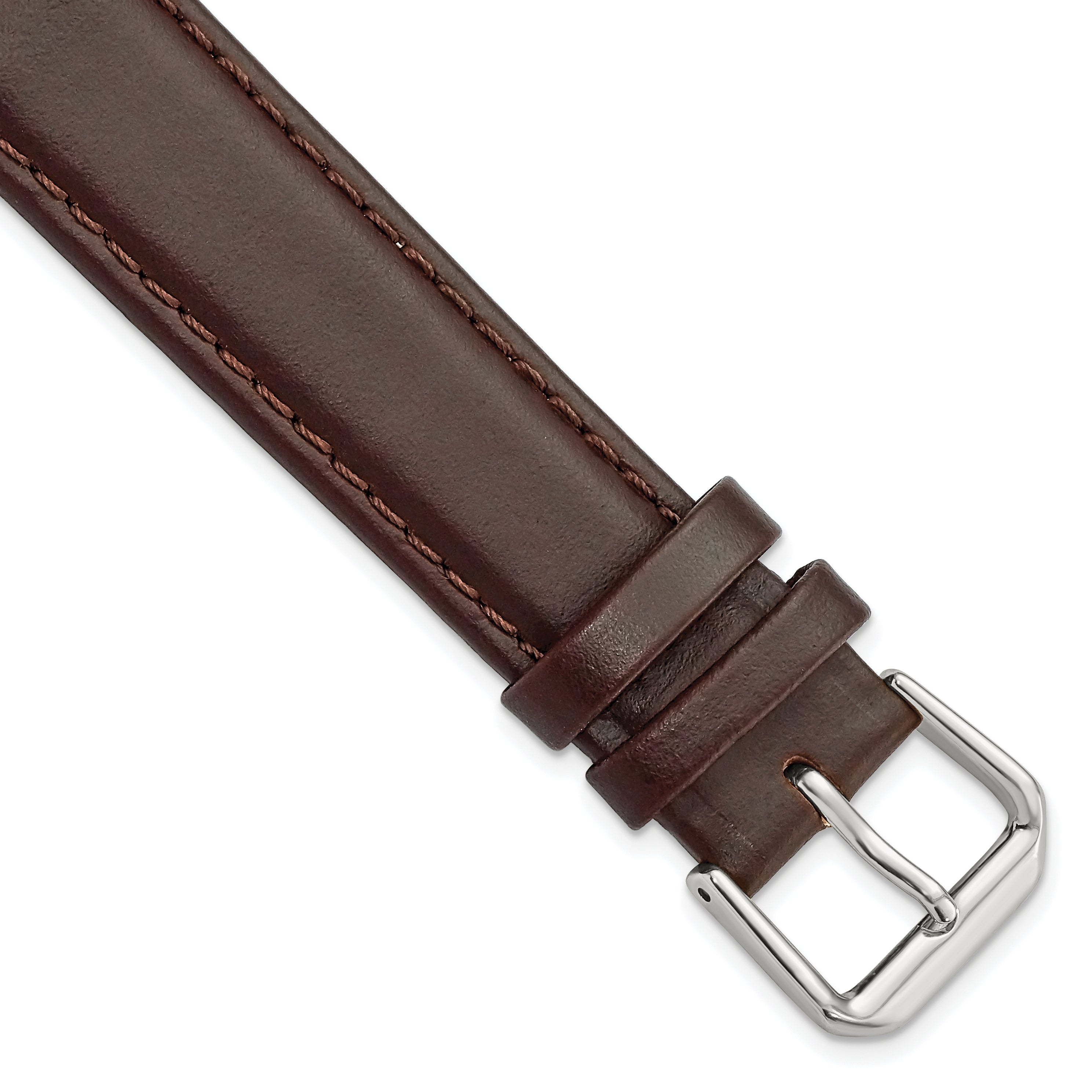 DeBeer 18mm Dark Brown Italian Leather with Silver-tone Buckle 7.5 inch Watch Band