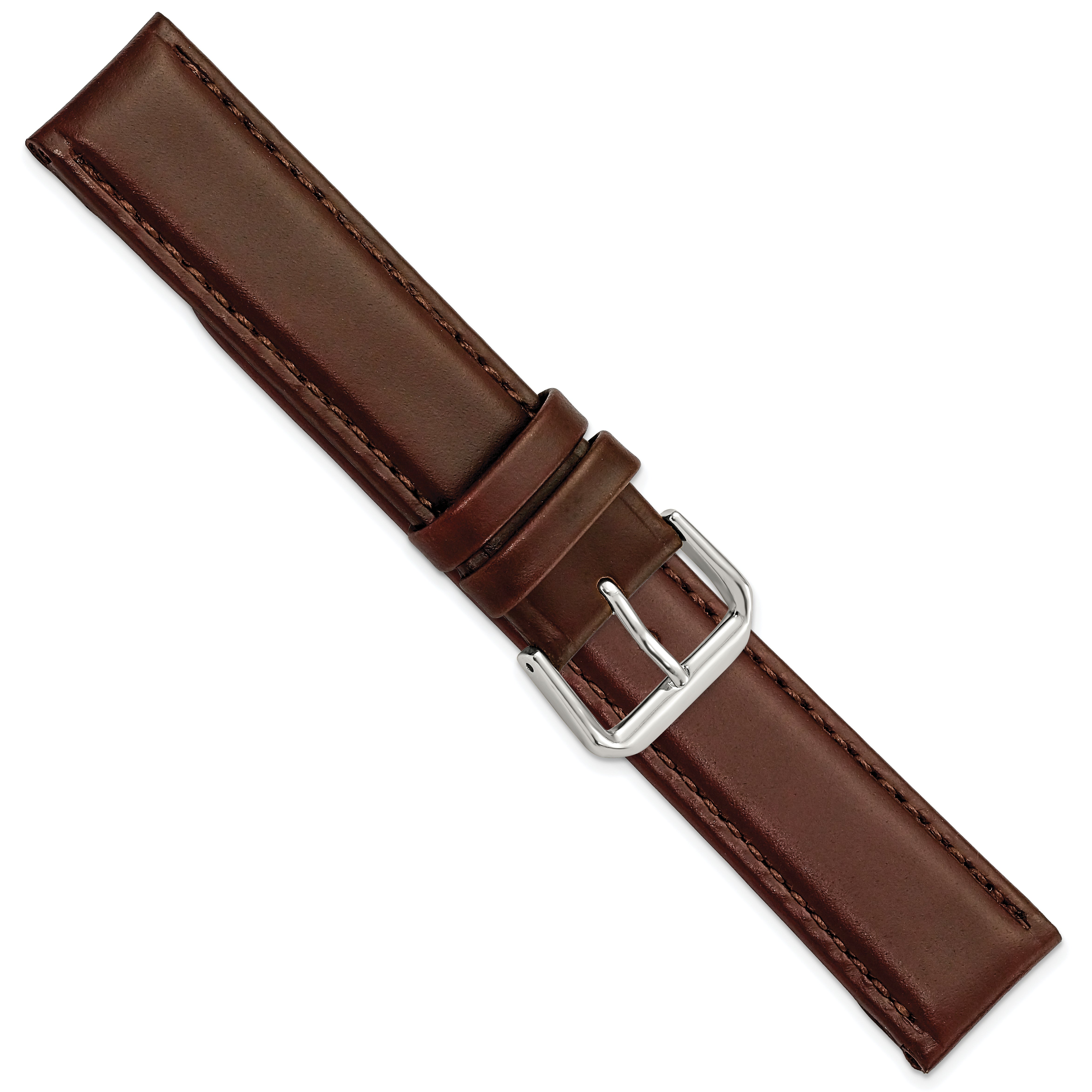 12mm Dark Brown Italian Leather with Silver-tone Buckle 6.75 inch Watch Band