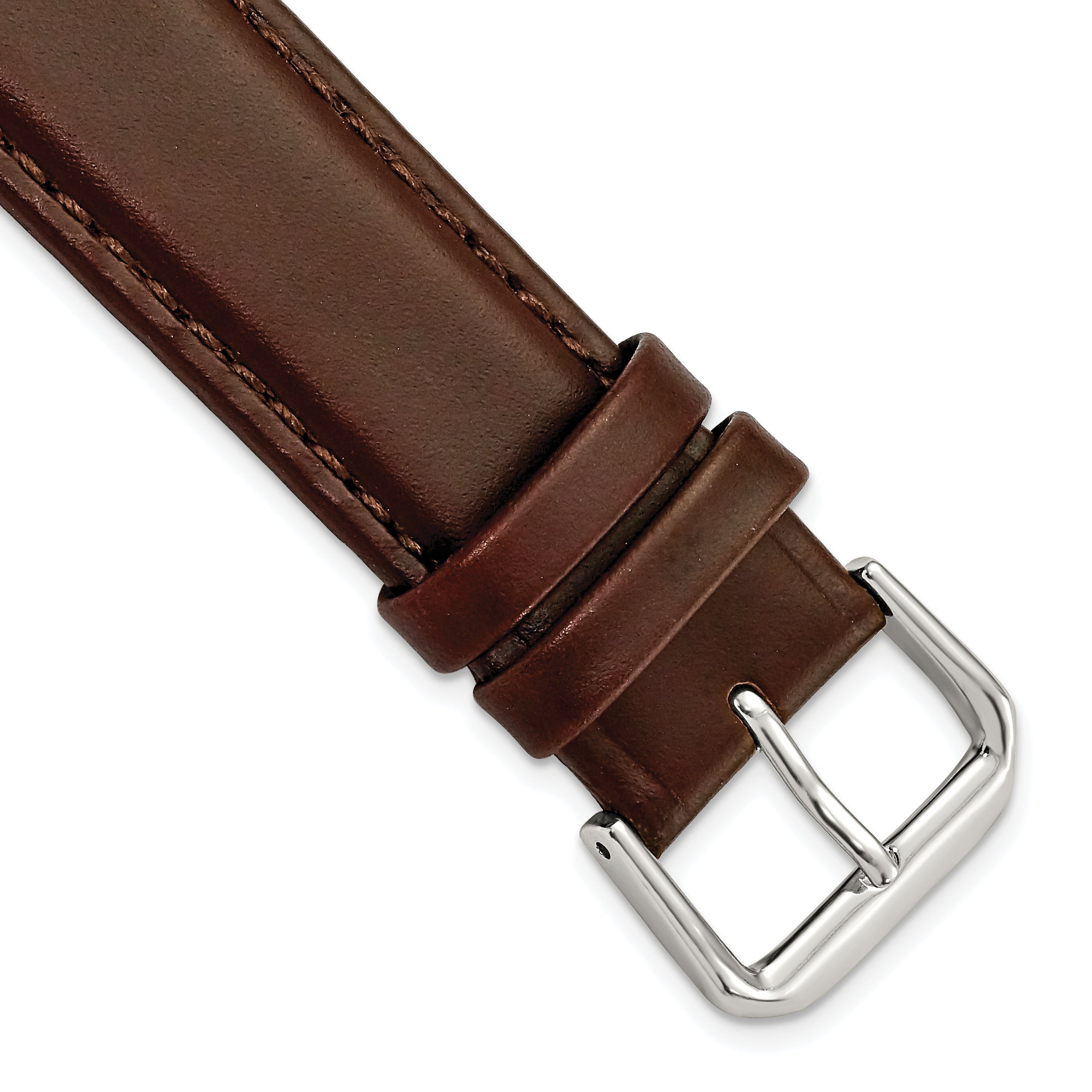 DeBeer 19mm Dark Brown Italian Leather with Silver-tone Buckle 7.5 inch Watch Band