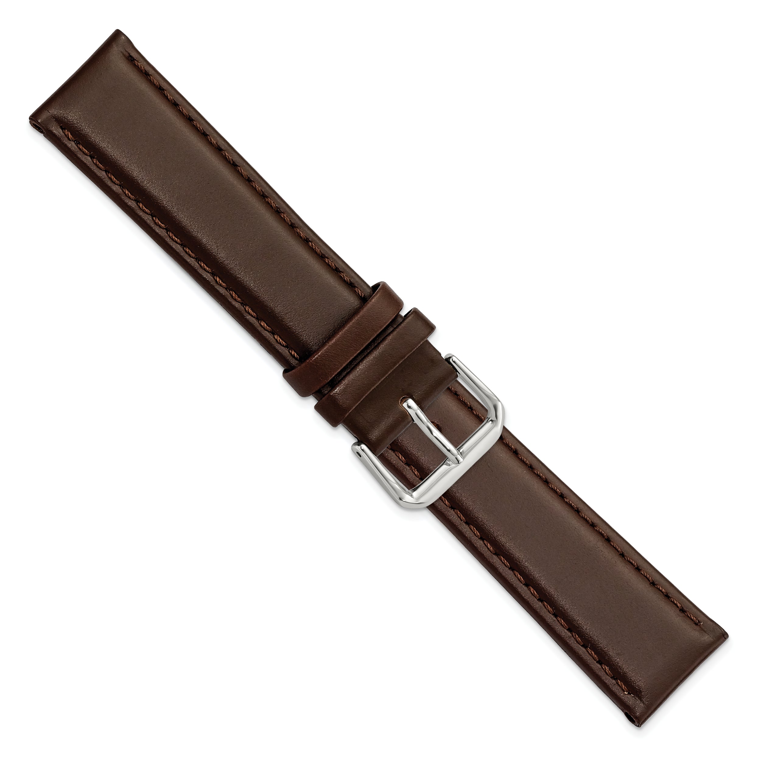 12mm Dark Brown Italian Leather with Silver-tone Buckle 6.75 inch Watch Band