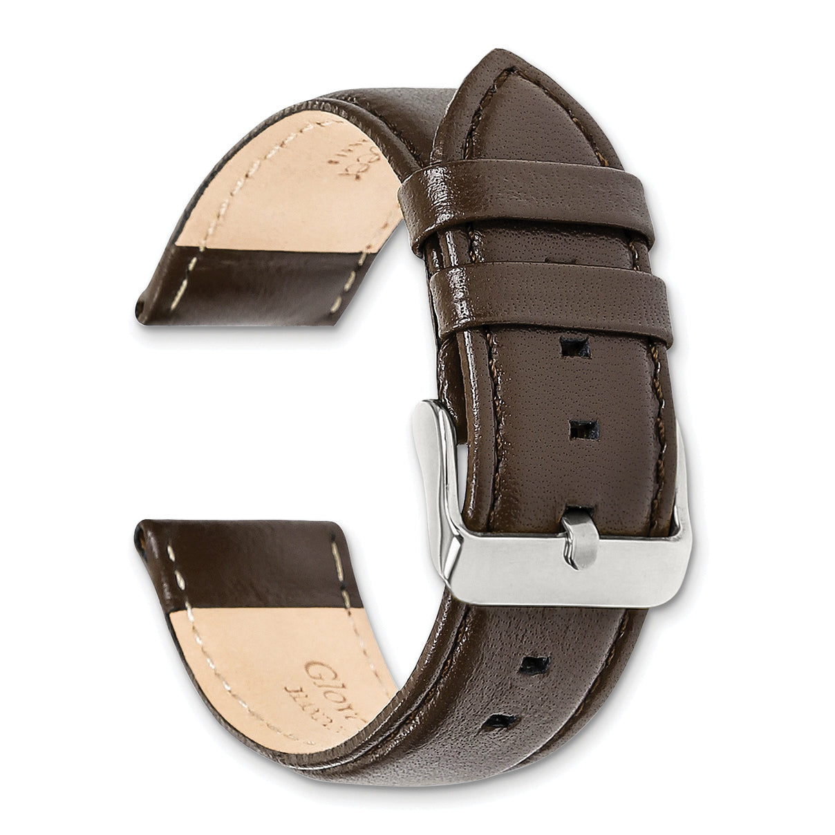 14mm Dark Brown Glove Leather with Silver-tone Panerai Style Buckle 6.75 inch Watch Band