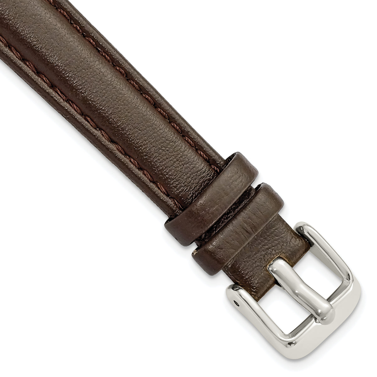 DeBeer 14mm Dark Brown Glove Leather with Silver-tone Panerai Style Buckle 6.75 inch Watch Band