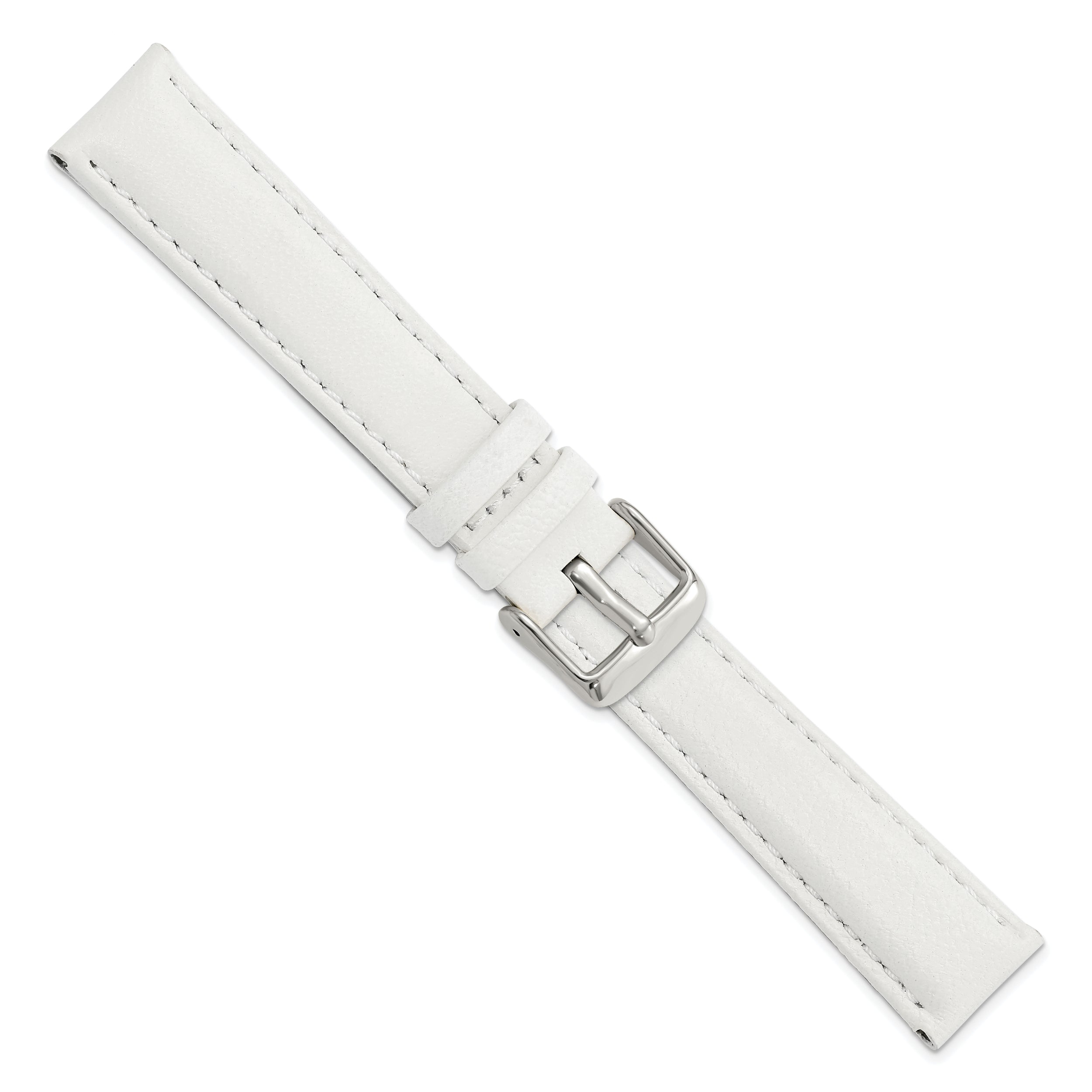 14mm White Glove Leather with Silver-tone Panerai Style Buckle 6.75 inch Watch Band