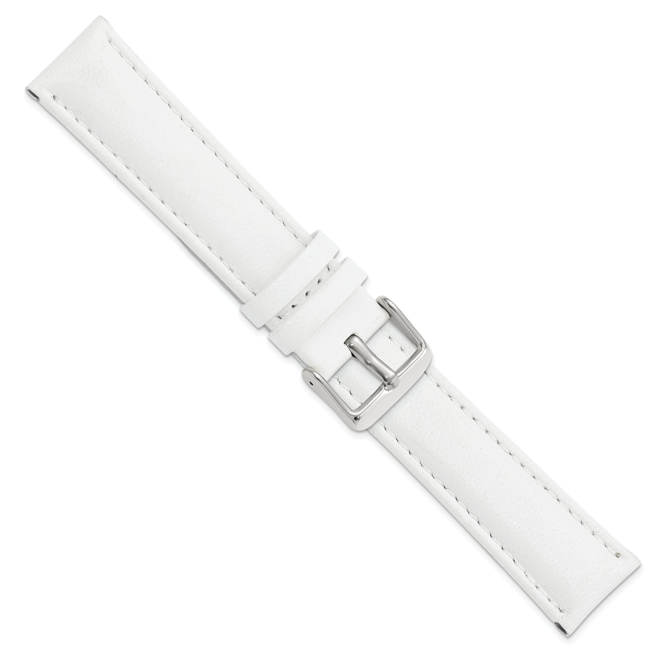 14mm White Glove Leather with Silver-tone Panerai Style Buckle 6.75 inch Watch Band