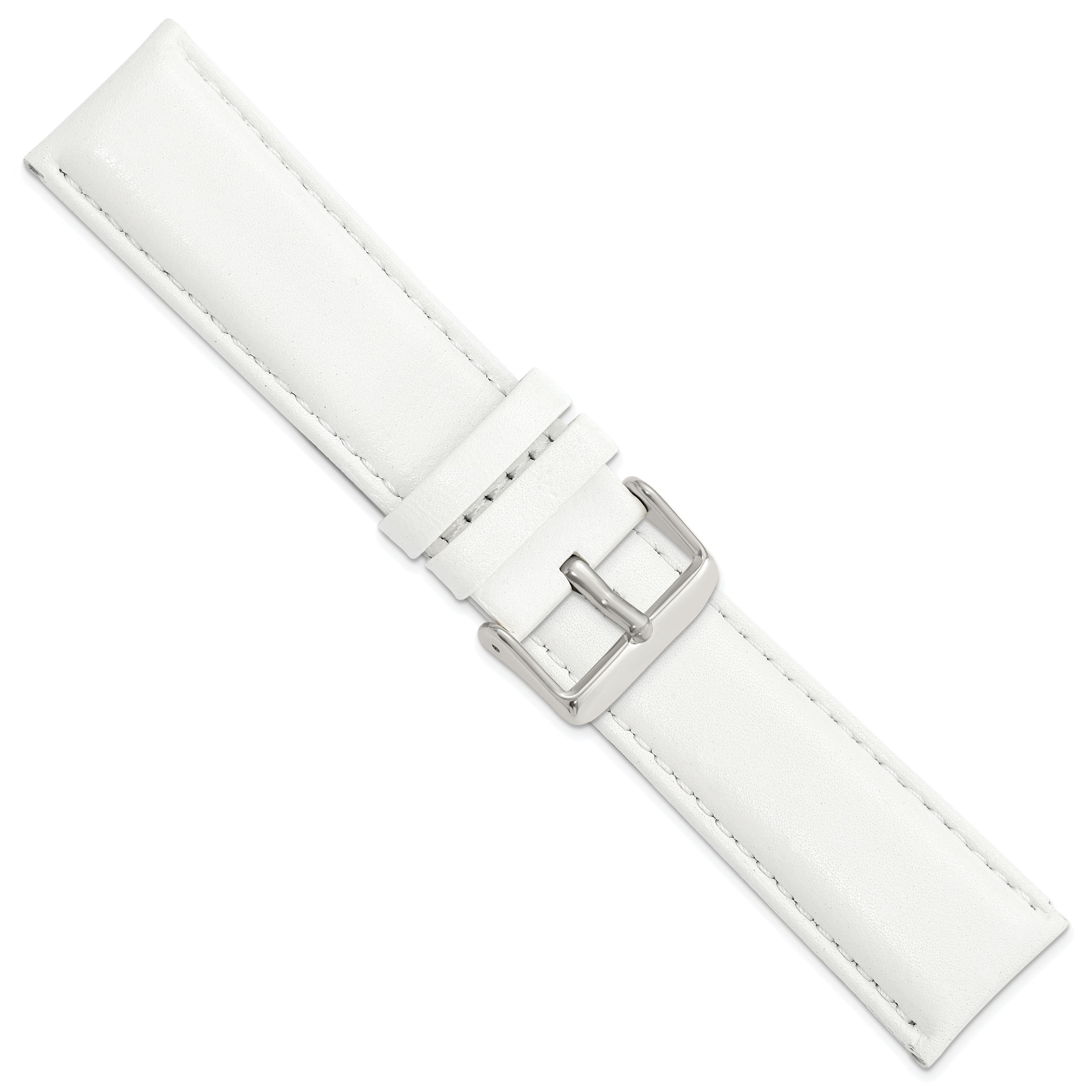 14mm White Glove Leather with Silver-tone Panerai Style Buckle 6.75 inch Watch Band