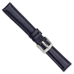 14mm Navy Glove Leather with Silver-tone Panerai Style Buckle 6.75 inch Watch Band